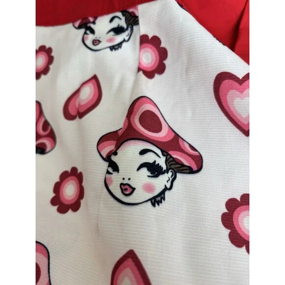 NWT SMAK PARLOUR Mushroom Girl 60s Retro Style Mini Skirt 2x/18 Red White - Picture 5 of 7